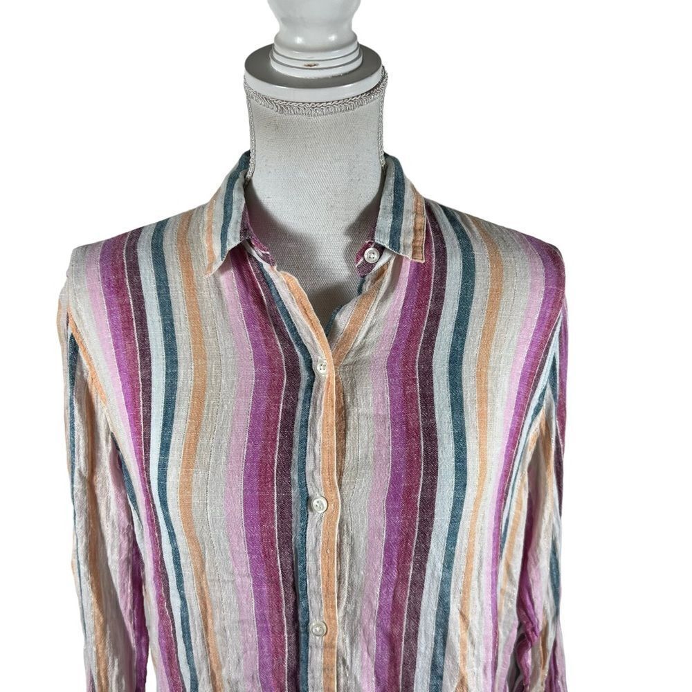 Rails Sydney Striped Button Front Linen Top - image 3